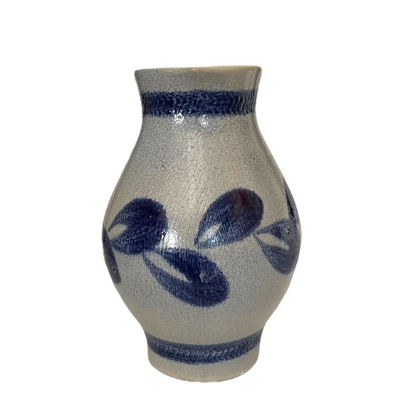 Stoneware Decorative Blue and Gray Jug Signed on Bottom - Picture 2 of 7
